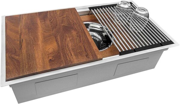 Ruvati 36-inch Workstation Kitchen Sink - Dual Tier Undermount Kitchen Sink